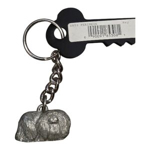 Vintage GG Harris Pewter Pekingese Dog Keychain | Collectible Charm